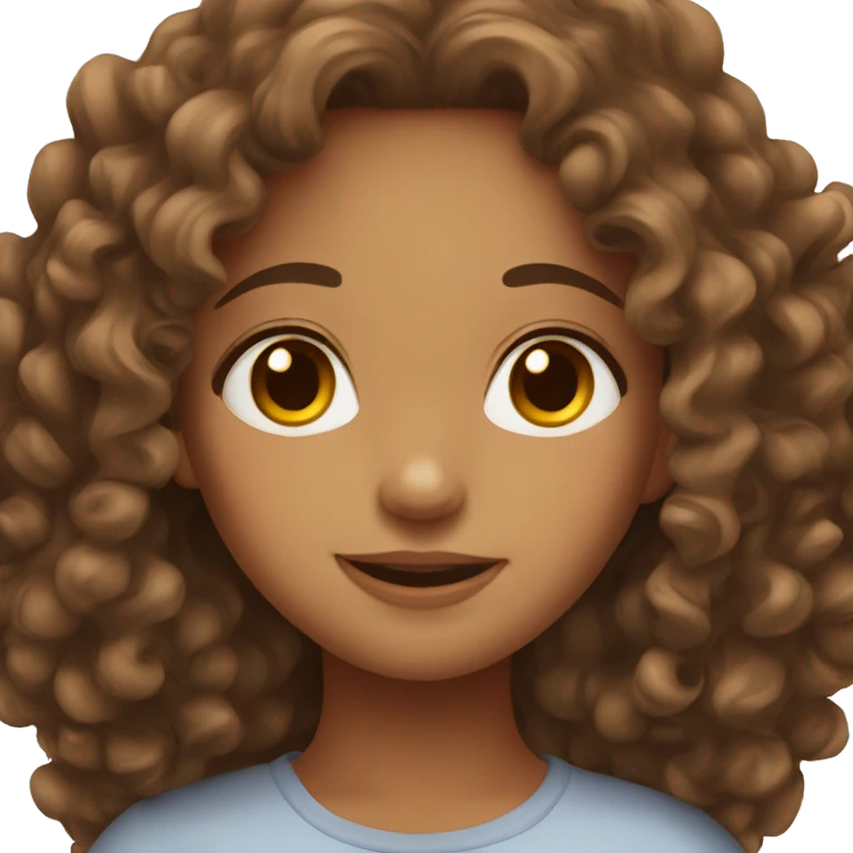 Cute girl with brown Curly  hair  emoji