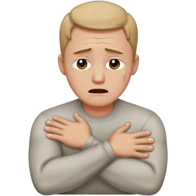 Arms crossed holding neck crying guy emoji