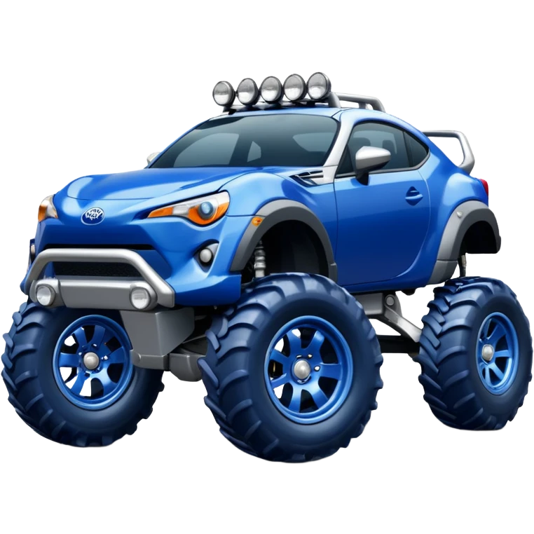 Silver Tractor wheels on monster glossy dark blue body 2025 Toyota 86 off-road rally car  emoji
