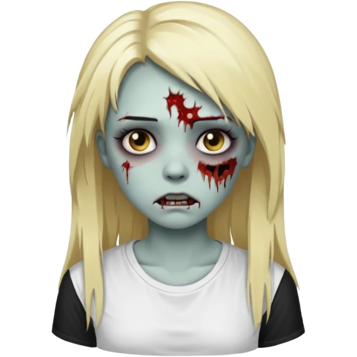 zombie girl with emo long hair blonde and white shirt emoji emoji