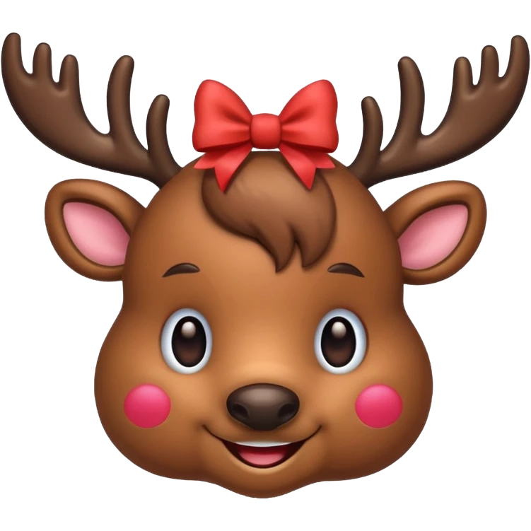 Reindeer with cute bow emoji