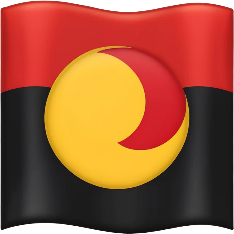 a rectangular flag with the top half solid black and the bottom half solid red with a medium-sized yellow circle in the middle overlapping both colours emoji