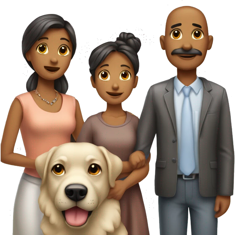 Familia mama papa niño de 13 años 2 niñas de 9 años 1 perro emoji