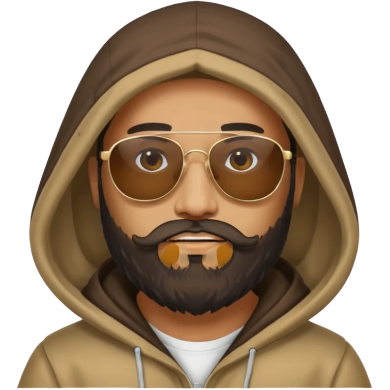 hooded people with beared with sunglass emoji