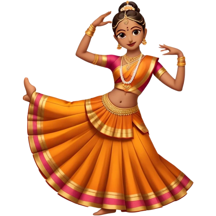 cinematic-realistic-bharatanatyam-dance-emoji,-depicted-as-an-elegant-classical-indian-dance-performance-with-graceful-poses,-intricate-costumes,-and-expressive-hand-gestures,-rendered-with-rich-textures-and-warm-dramatic-lighting, single dancer emoji