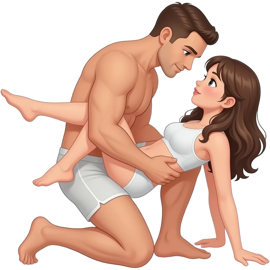 a man and a girl in sex position in undergarments emoji