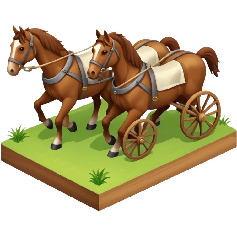 cart being pulled by horses, isometric emoji