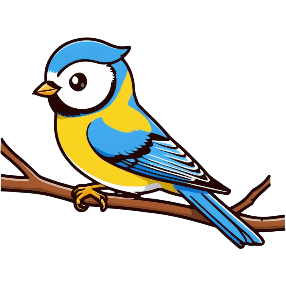 Eurasian blue tit bird on branch emoji