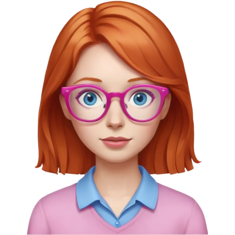 Frau mit Ginger Haaren und Pinker Brille und Blauen Augen  emoji
