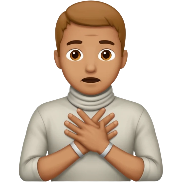 Man with hands gripped around neck crossed like he is choking emoji