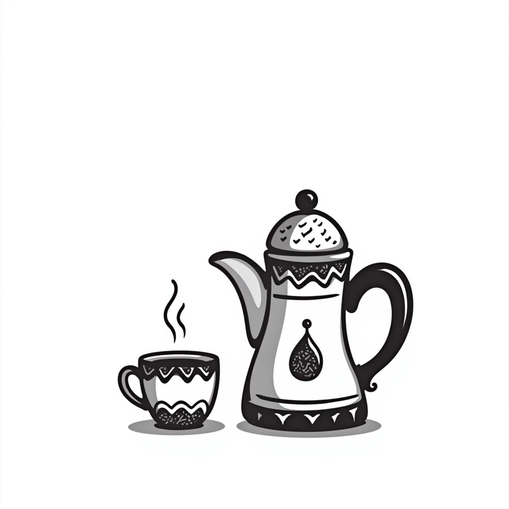 Traditional Saudi Arabian coffee pot (dallah) with decorated cup emoji