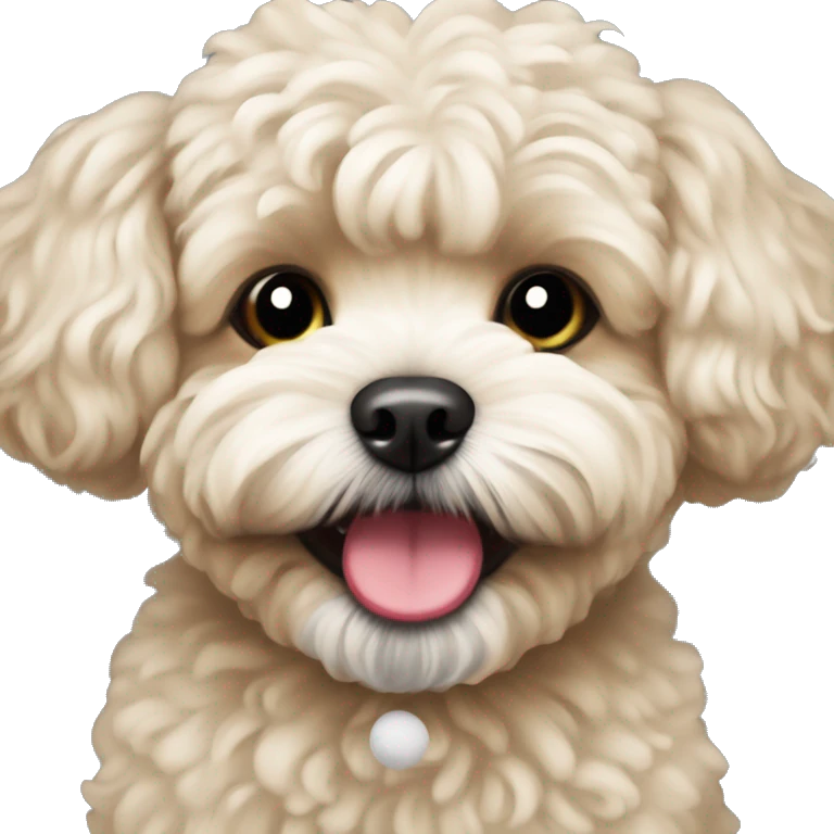 Maltipoo with ball in mouth  emoji
