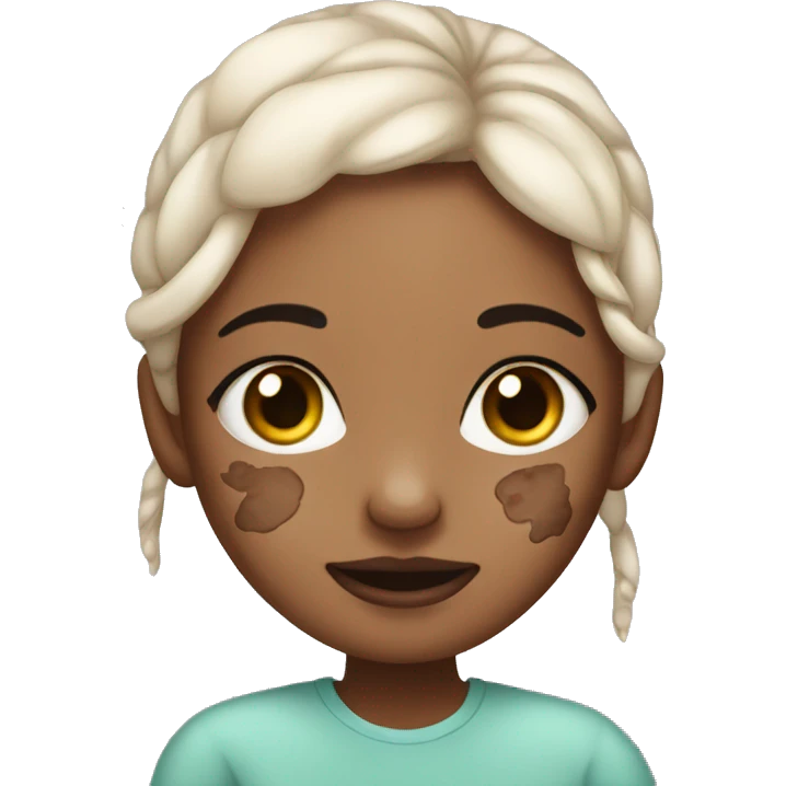 girl with vitiligo skin condition covering her face emoji