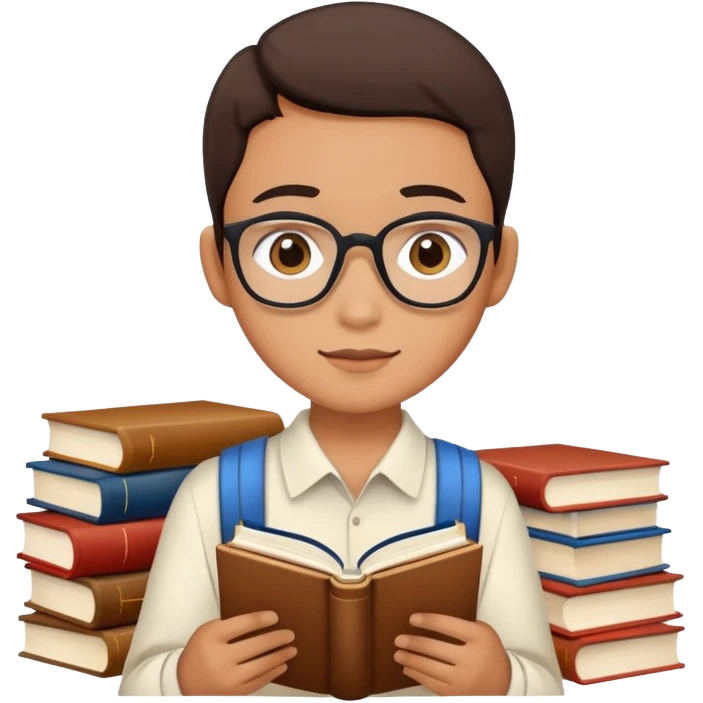 Indonesian student with books studying emoji