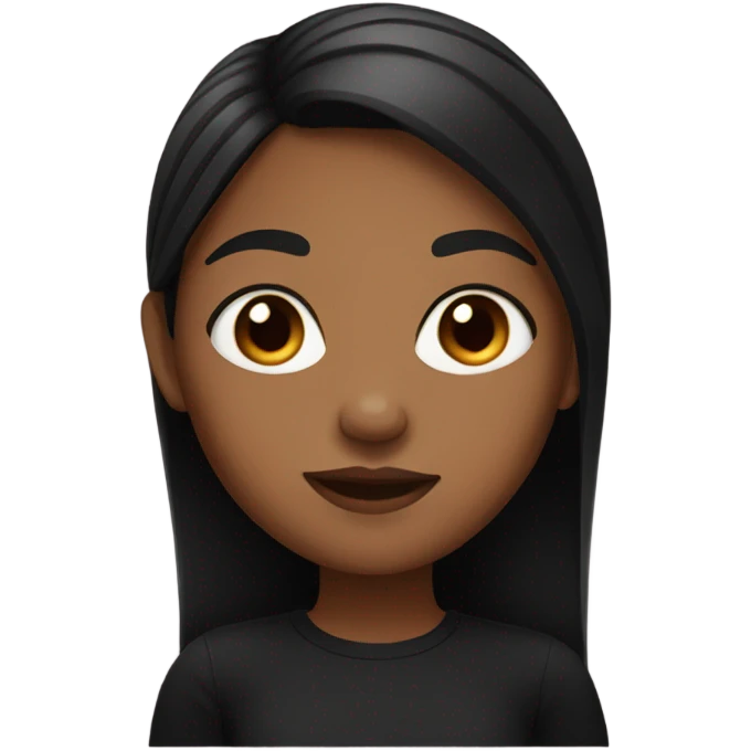 brown skin girl with blak hair and a black shirt and aesthetic  emoji