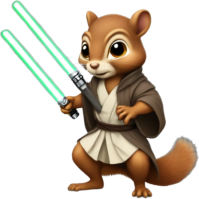 Squirrel Jedi with lightsaber emoji