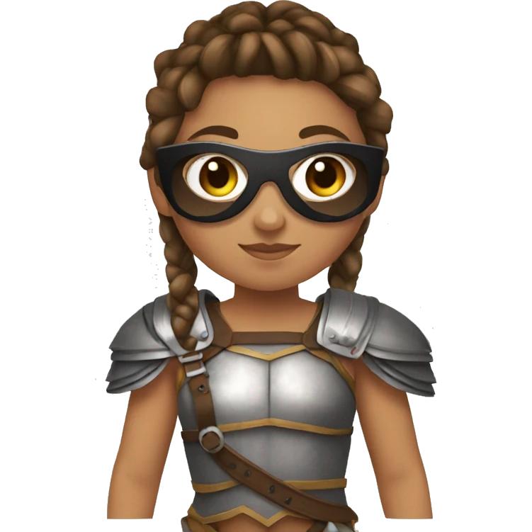 Girl gladiator with French braids, brown hair and sunglasses emoji
