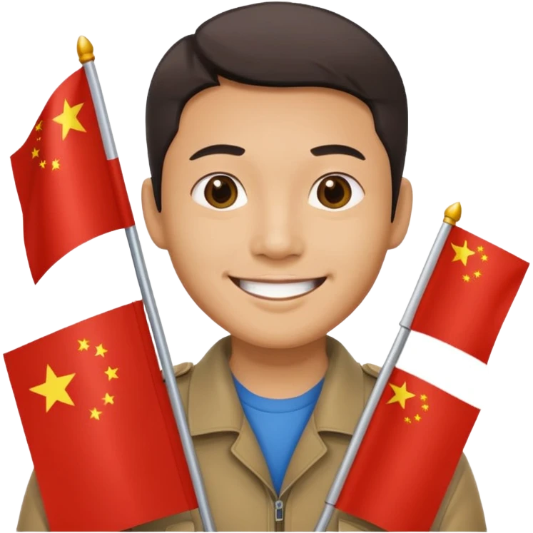 A Chinese man with a Chinese flag and a camera emoji