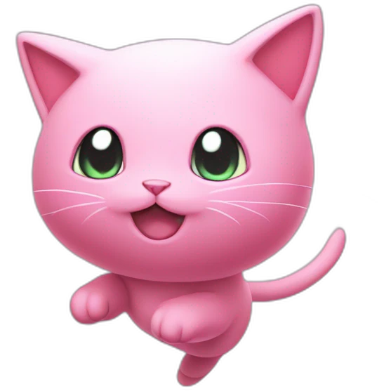 pink mew pokemon levitating emoji