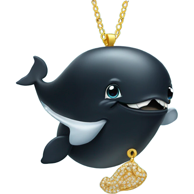 Black whale wearing gold necklace emoji