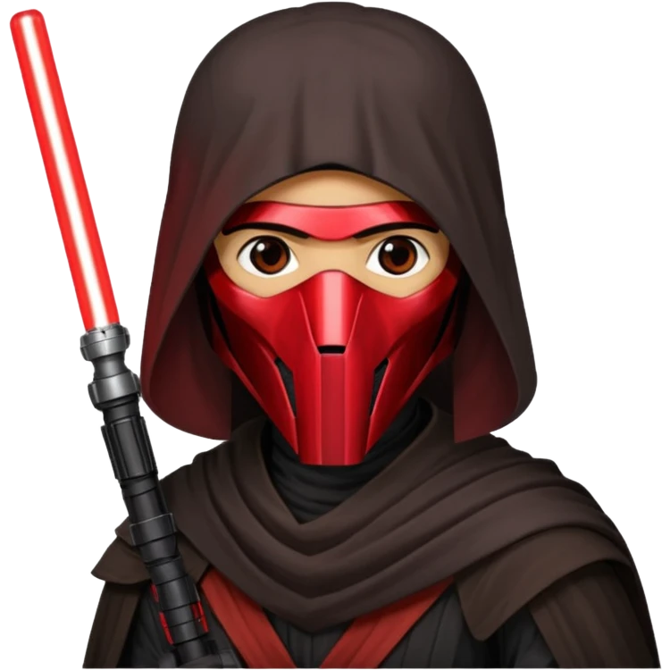 Darth Revan with his mask on holding red lightsaber mainly face shot not as much body emoji