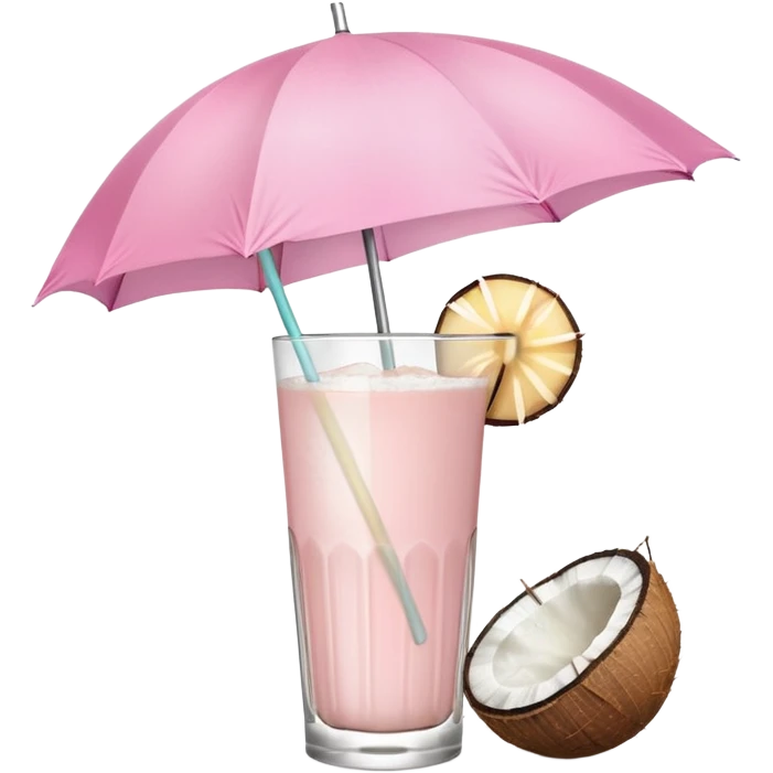 coconut drink with light pink umbrella emoji