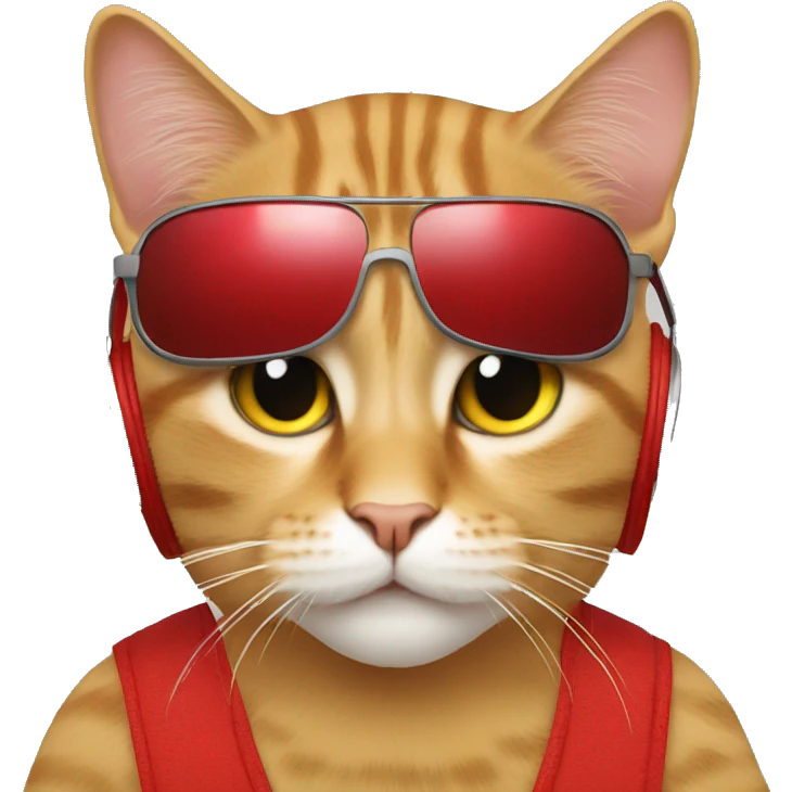 Dj cat with a red hay emoji
