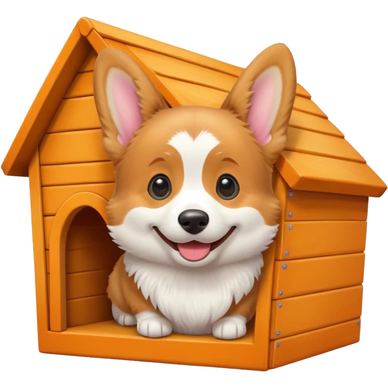 realistic corgi peeking out from a dog house, emoji style emoji