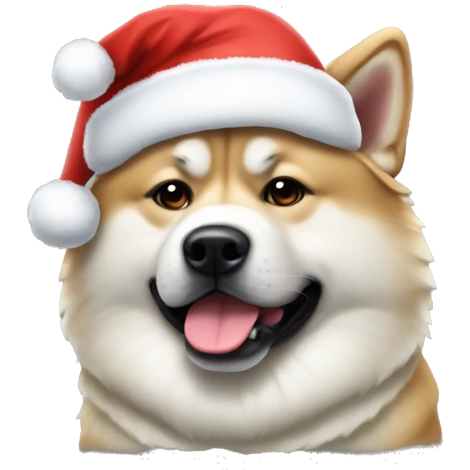 Japanese Akita wearing Santa hat emoji
