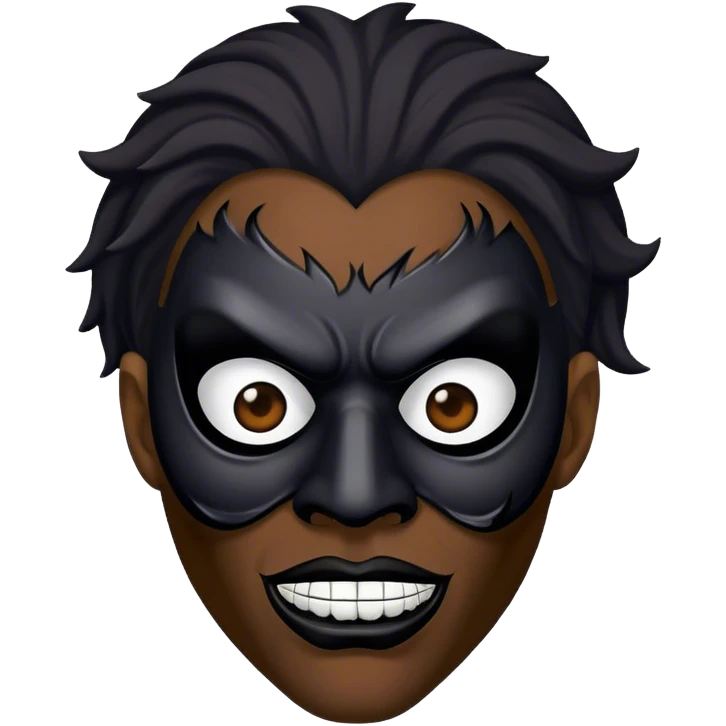 dark skinned black man wearing scary mask emoji