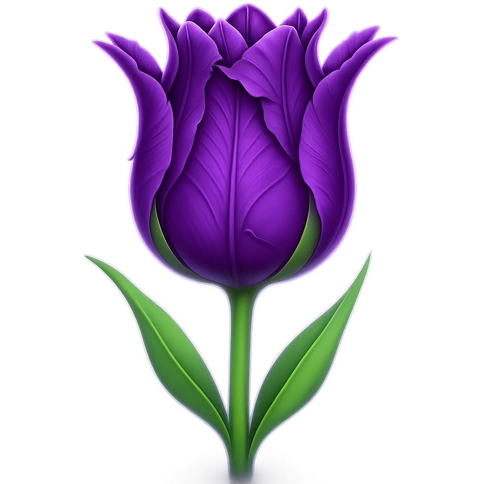 Add a subtle glowing effect around the goth tulip. Keep the background transparent. The style should resemble apple emoji style with clean, smooth, and colorful details typical of apple emojis. emoji