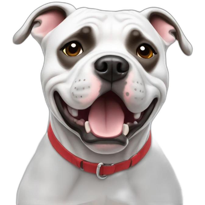 Staffordshire Bull Terrier white feeling concerned and dancing emoji