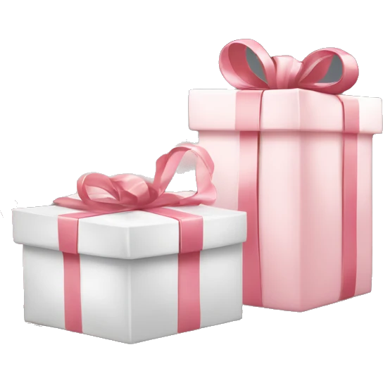 Light pink Christmas gifts under a white Christmas tree  emoji