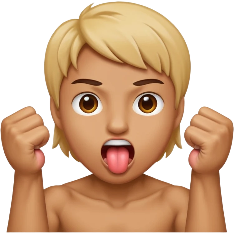 Tongue out face with two fists together in front of face emoji