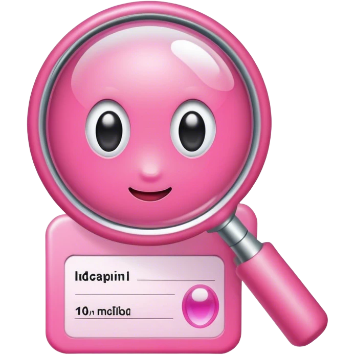 pink magnifying glass on the pink ID card emoji