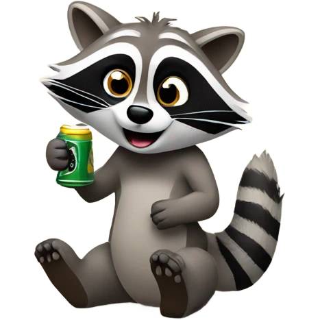 Raccoon drinking beer emoji