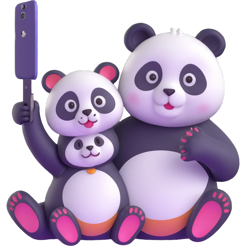panda and cat taking a selfie together emoji