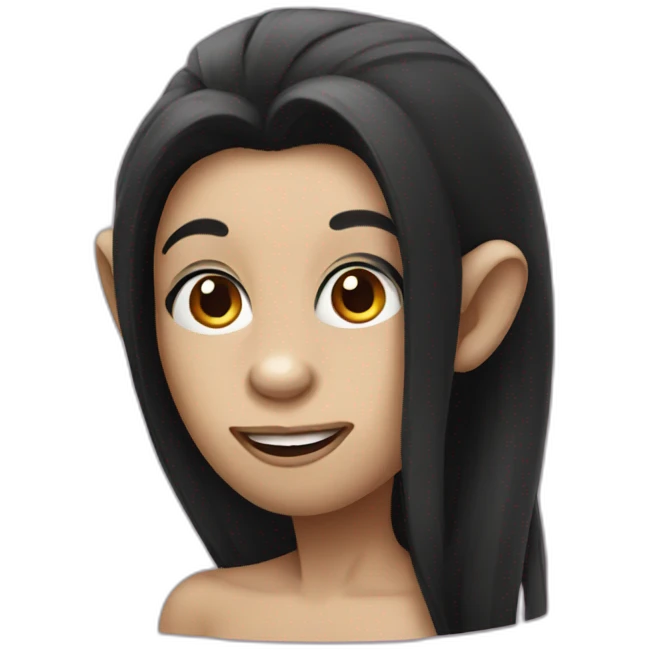 Monkey with long black hair and makeup emoji