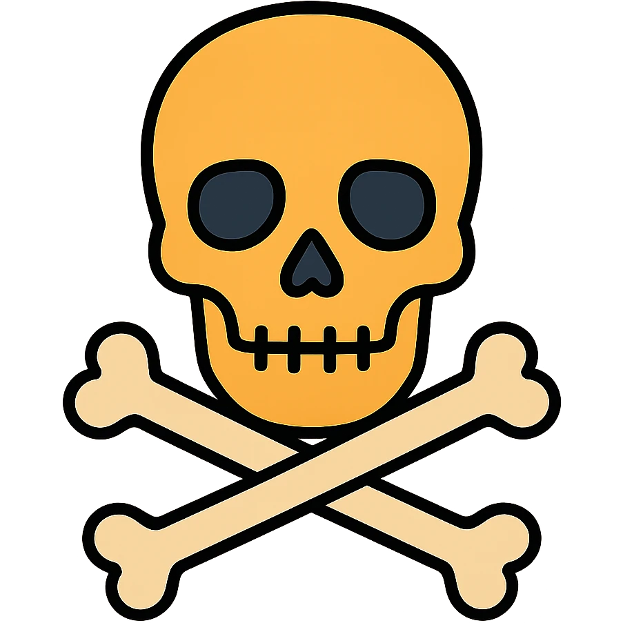 Human skull, bones, front view emoji