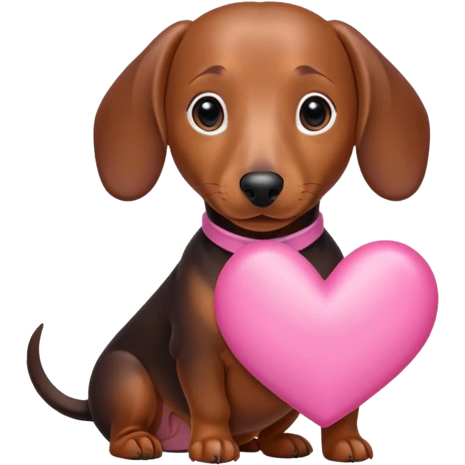 Dautchund with pink heart emoji