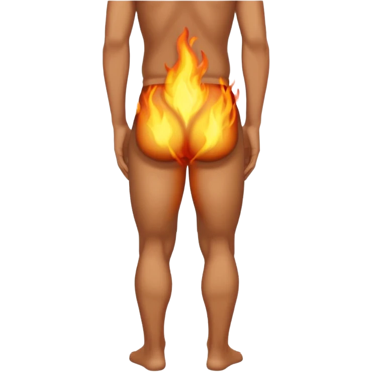 Mans butt on fire(show the butt and the man looking at the butt being shocked emoji