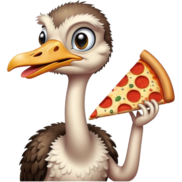 Ostrich eating pizza emoji
