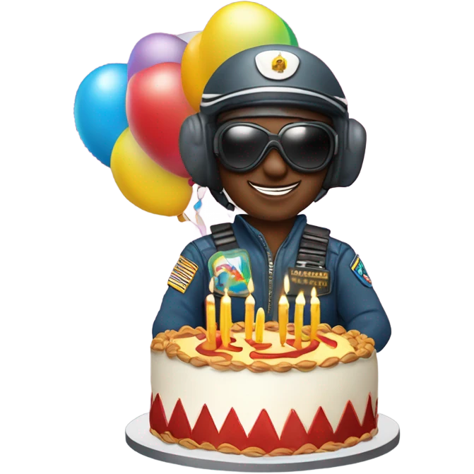 Rolando cooler as a fighter pilot celebrating his birthday emoji