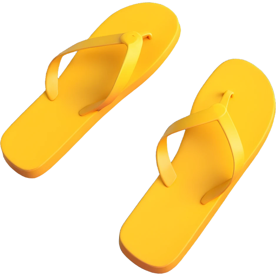 Plain sandal bottom with minimal detail, 3D iPhone emoji style, matching the angle of the reference image, viewed from the bottom. emoji