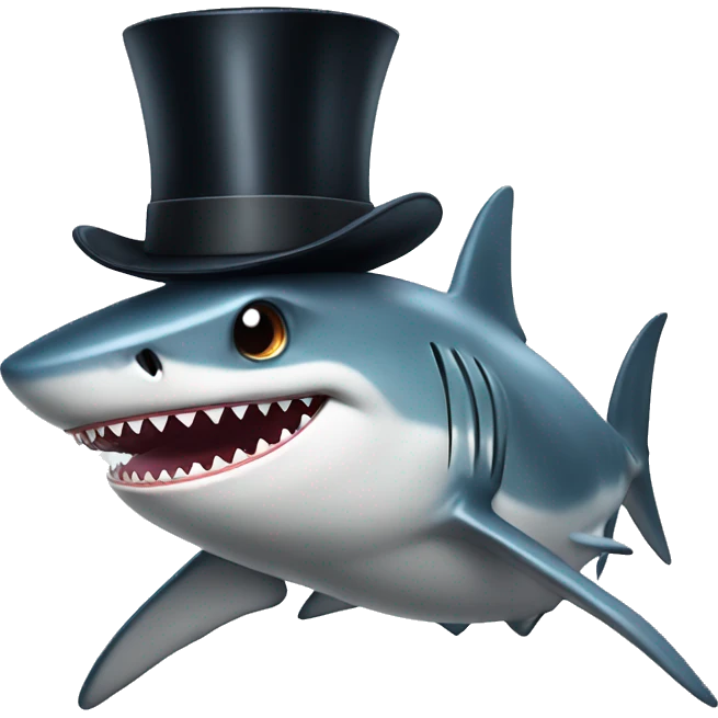 Shark with a top hat emoji