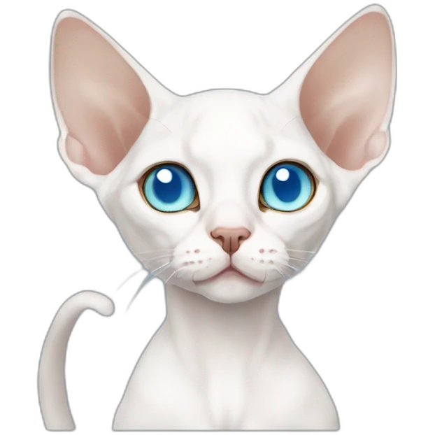 Slim white devon rex with light blue eyes anime emoji