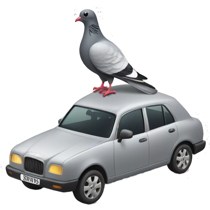 Car with a pigeon on the roof emoji