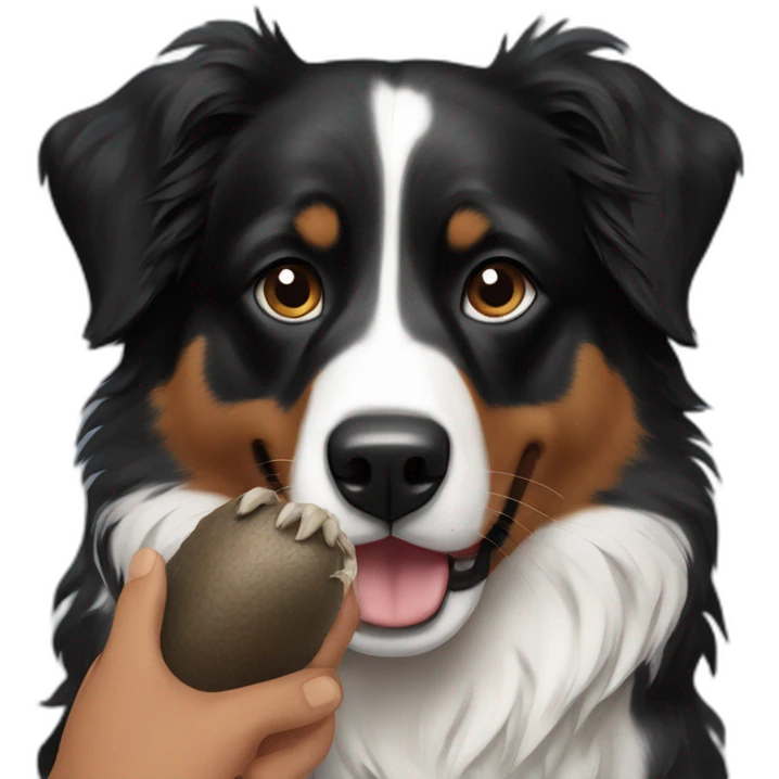 black australian shepard holding a beaver in his paws emoji