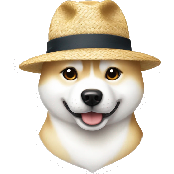 White Shiba Inu with straw hat like luffy from one piece emoji