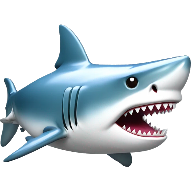 A fully chromed figurine of a shark in japaneese style. emoji